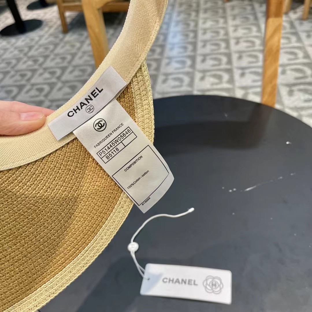 。 香耐儿Chanel帽子女夏季草帽遮阳沙滩出游遮脸防紫外线空顶帽大帽檐防晒太阳帽