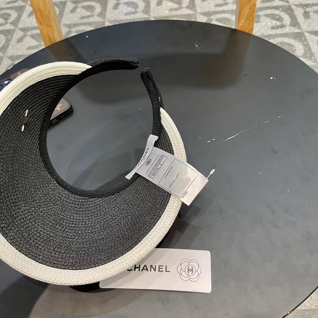 。 香耐儿Chanel帽子女夏季草帽遮阳沙滩出游遮脸防紫外线空顶帽大帽檐防晒太阳帽