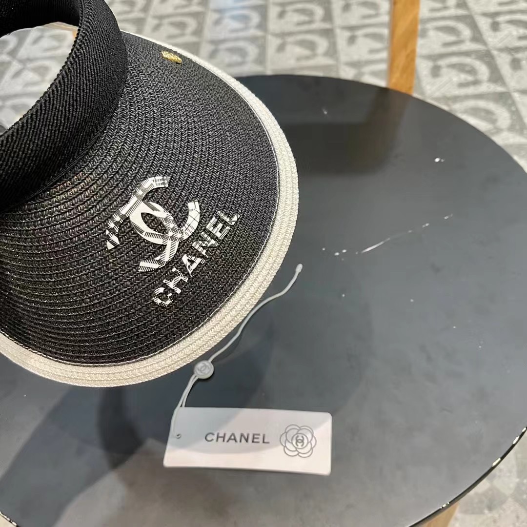 。 香耐儿Chanel帽子女夏季草帽遮阳沙滩出游遮脸防紫外线空顶帽大帽檐防晒太阳帽