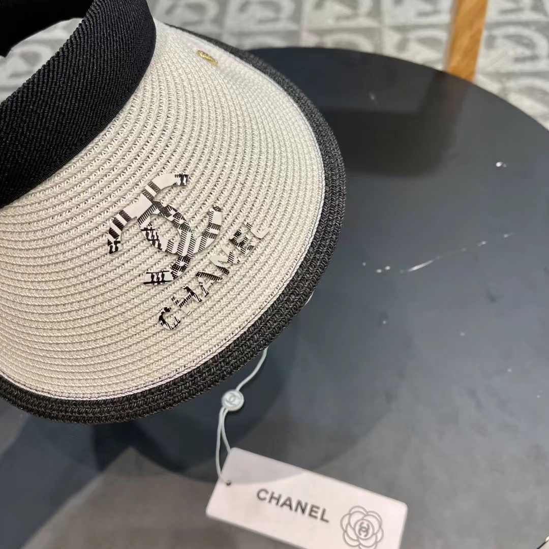 。 香耐儿Chanel帽子女夏季草帽遮阳沙滩出游遮脸防紫外线空顶帽大帽檐防晒太阳帽