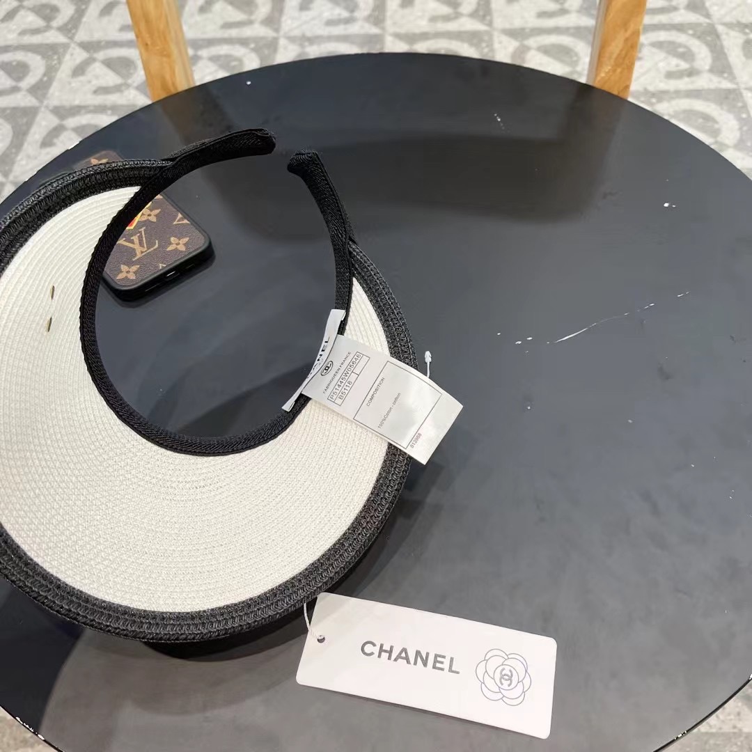 。 香耐儿Chanel帽子女夏季草帽遮阳沙滩出游遮脸防紫外线空顶帽大帽檐防晒太阳帽