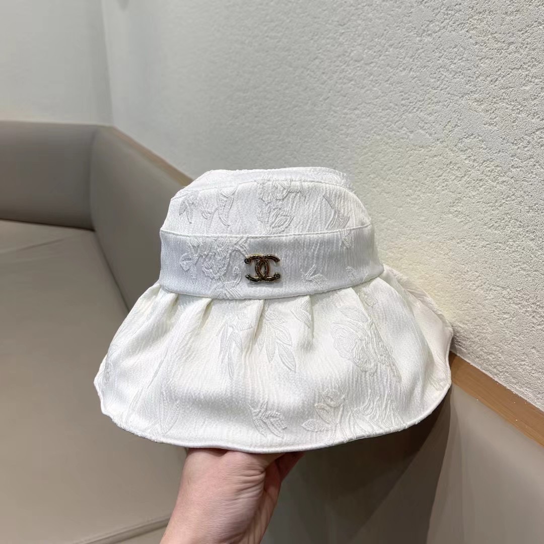 香奈儿 国风面料遮阳帽，蝴蝶结空顶渔夫帽，简约百搭，头围57cm