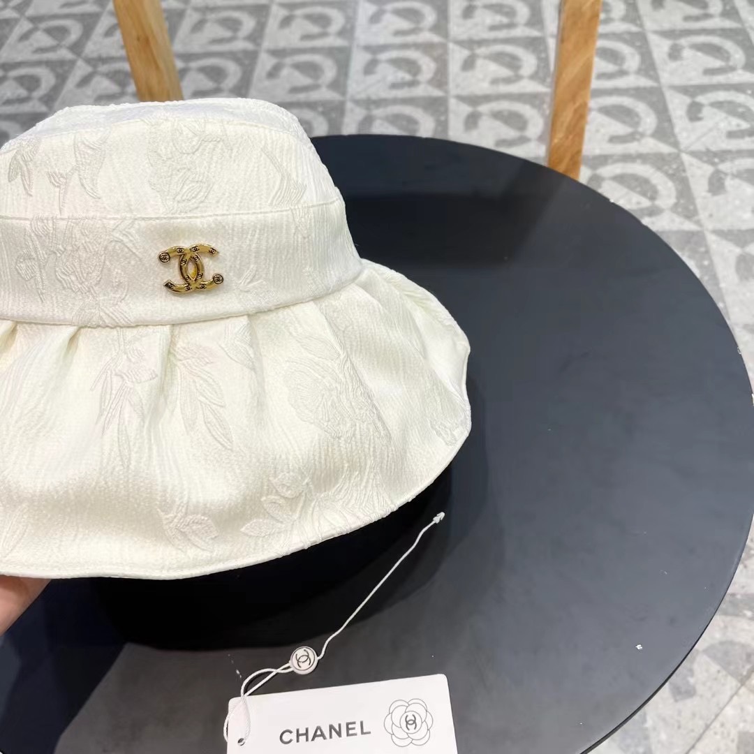 香奈儿 国风面料遮阳帽，蝴蝶结空顶渔夫帽，简约百搭，头围57cm