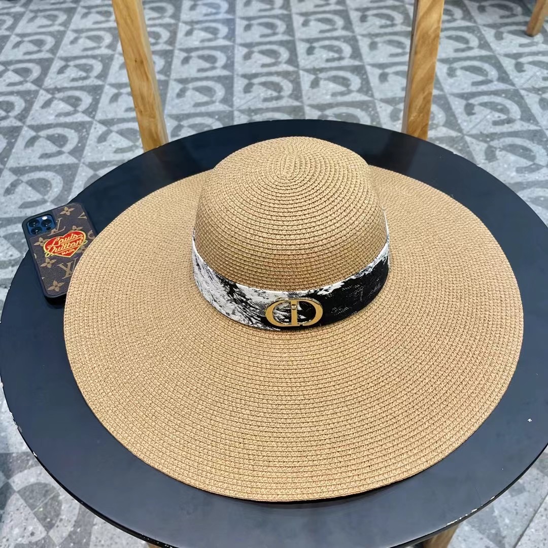 DIOR迪奥草帽❤️2026新款款圆大檐草礼帽草帽[爱心][爱心]做工细节精细，简约大方，百搭单品～出街