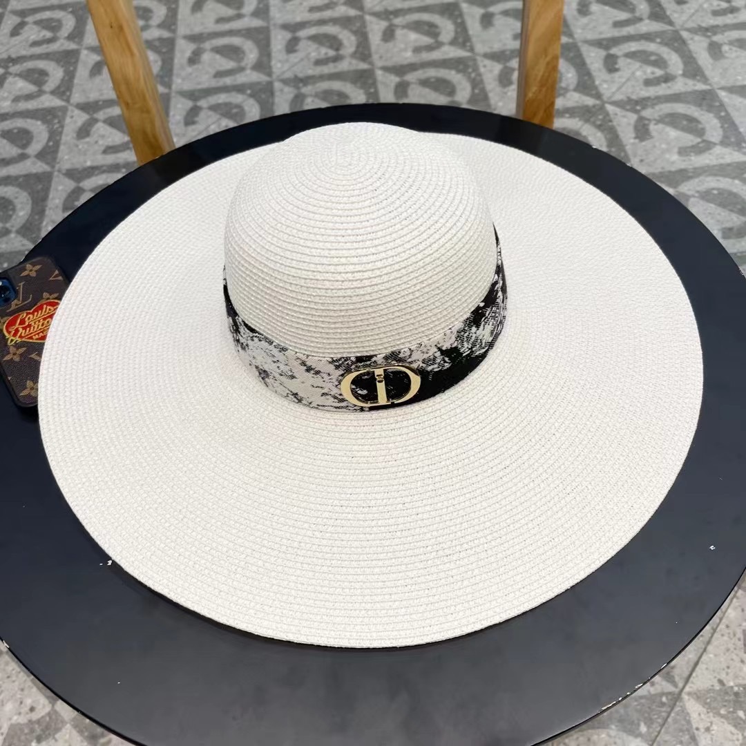 DIOR迪奥草帽❤️2026新款款圆大檐草礼帽草帽[爱心][爱心]做工细节精细，简约大方，百搭单品～出街