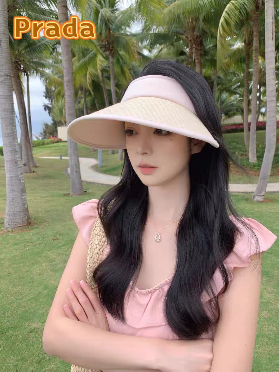 普拉达Prada新款男女夏季棒球帽运动户外空顶防晒帽子时尚流行遮阳草帽 