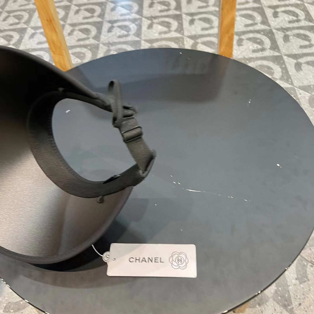  Chanel香奈儿 可爱蝴蝶结可折叠防晒帽空顶帽子女宽大帽檐遮阳帽显瘦无顶草帽夏