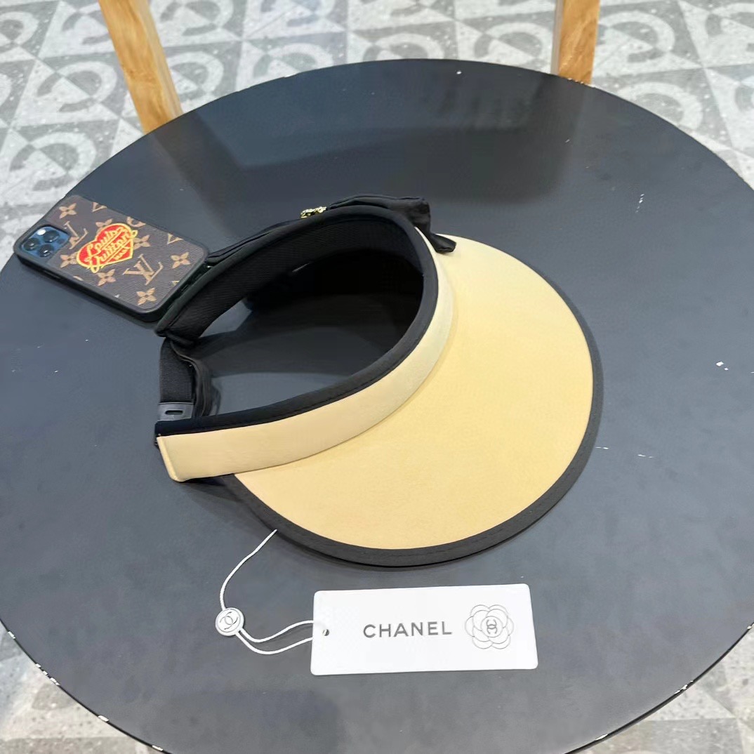 Chanel香奈儿夏季防紫外线空顶帽子女款2024新款甜美蝴蝶结大檐遮阳防晒太阳帽