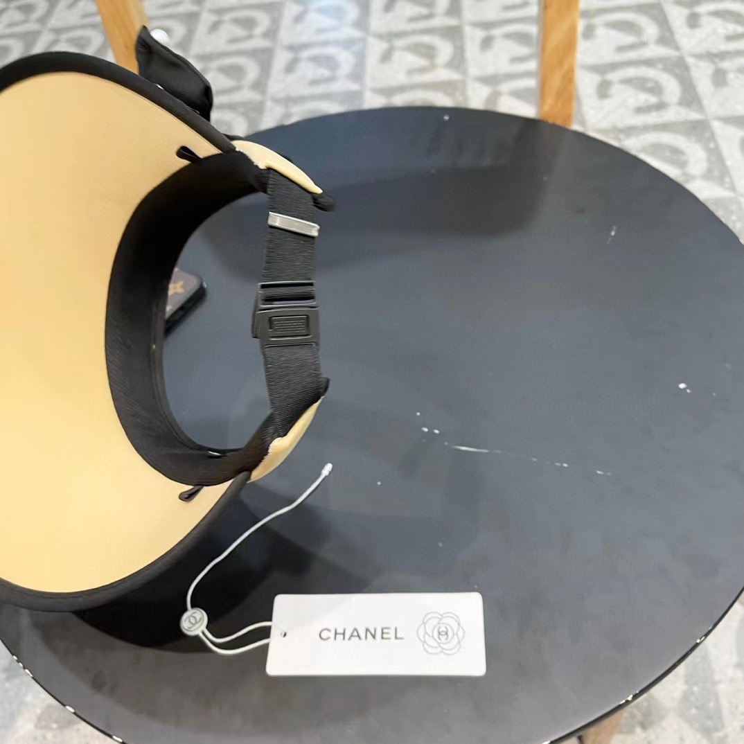 Chanel香奈儿夏季防紫外线空顶帽子女款2024新款甜美蝴蝶结大檐遮阳防晒太阳帽