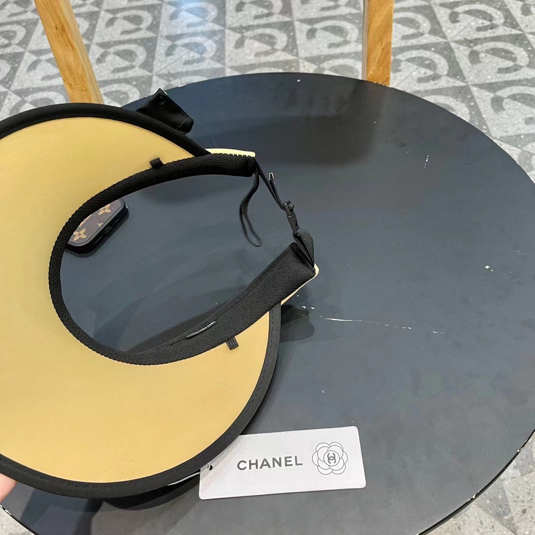 Chanel香奈儿夏季防紫外线空顶帽子女款2024新款甜美蝴蝶结大檐遮阳防晒太阳帽