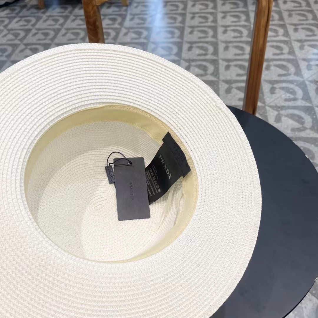   普拉达PRADA 新款平顶草帽、头围57cm
