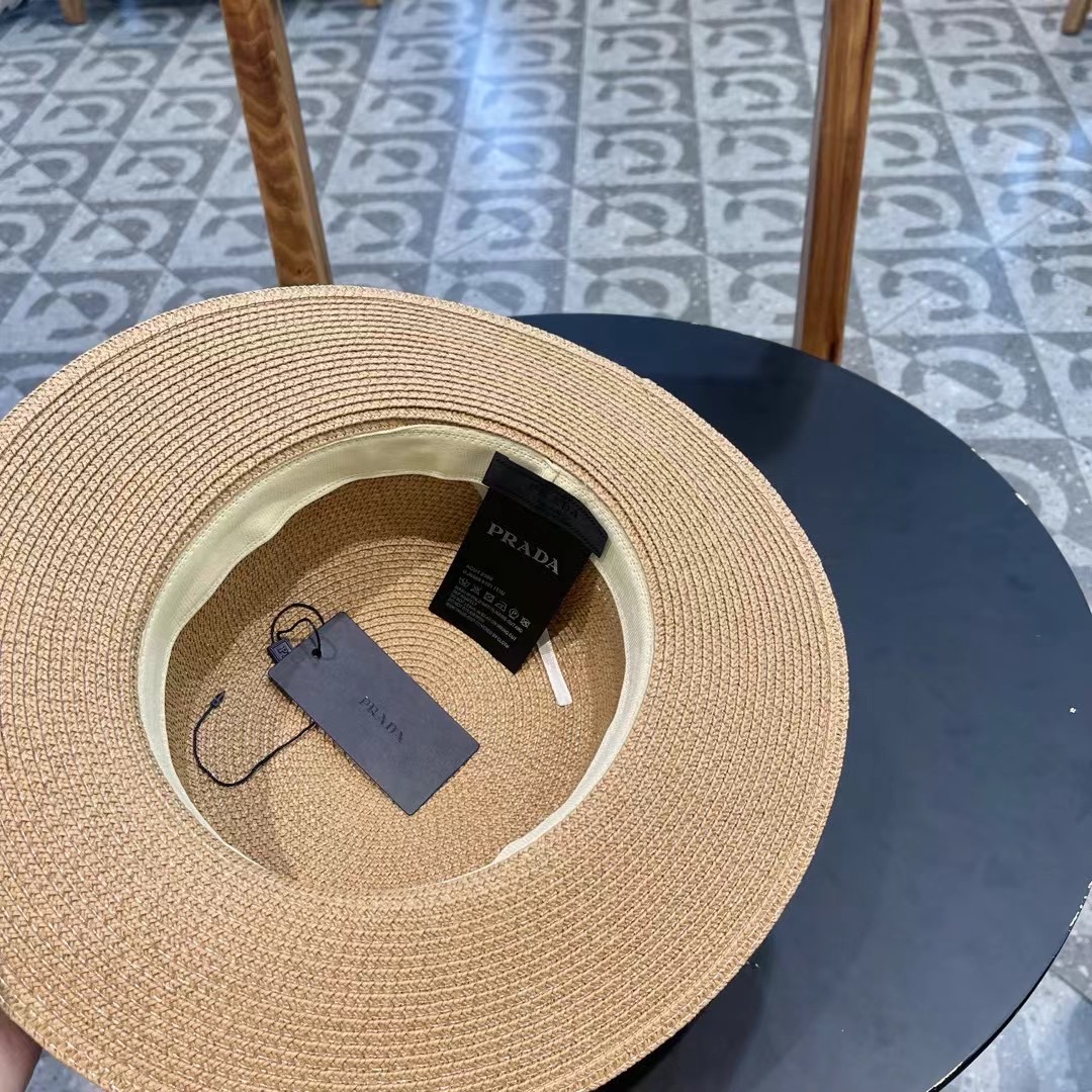   普拉达PRADA 新款平顶草帽、头围57cm
