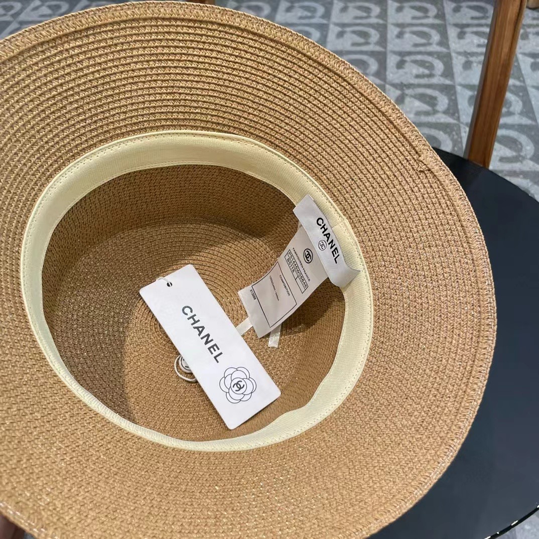 【CHANEL香奈儿】新款珍珠丝带款草编度假风盆帽草帽，大牌风～出街旅行单品