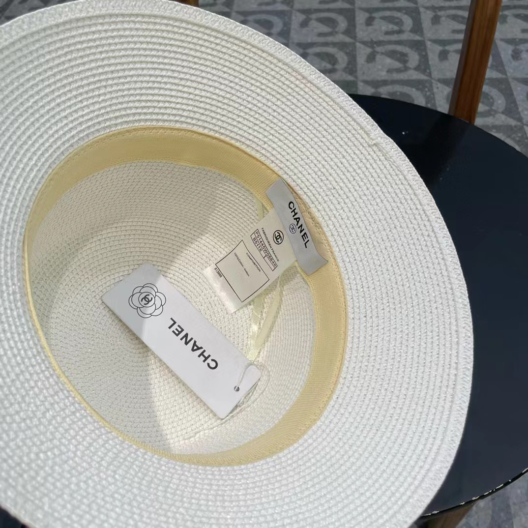 【CHANEL香奈儿】新款珍珠丝带款草编度假风盆帽草帽，大牌风～出街旅行单品