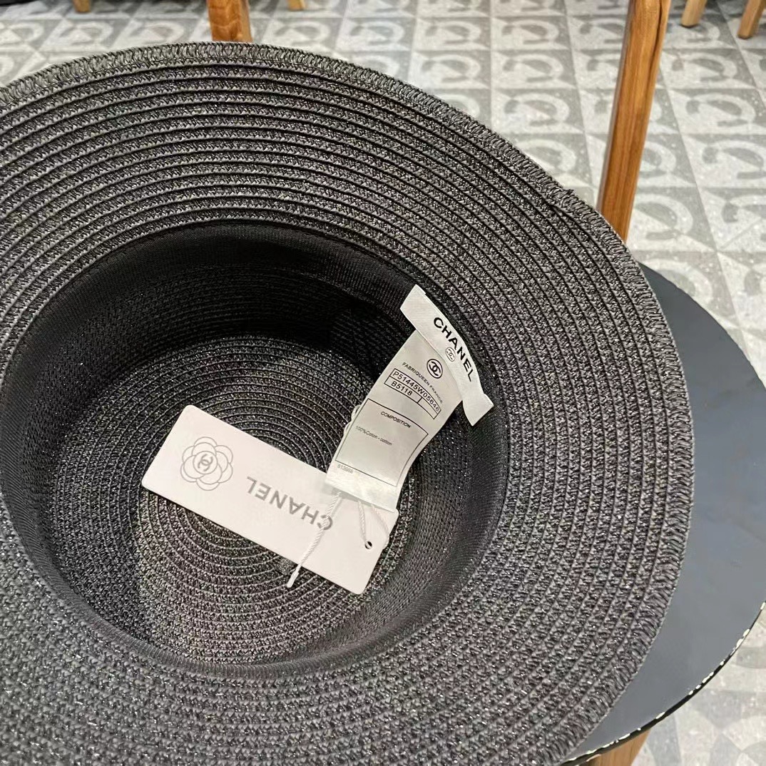 【CHANEL香奈儿】新款珍珠丝带款草编度假风盆帽草帽，大牌风～出街旅行单品