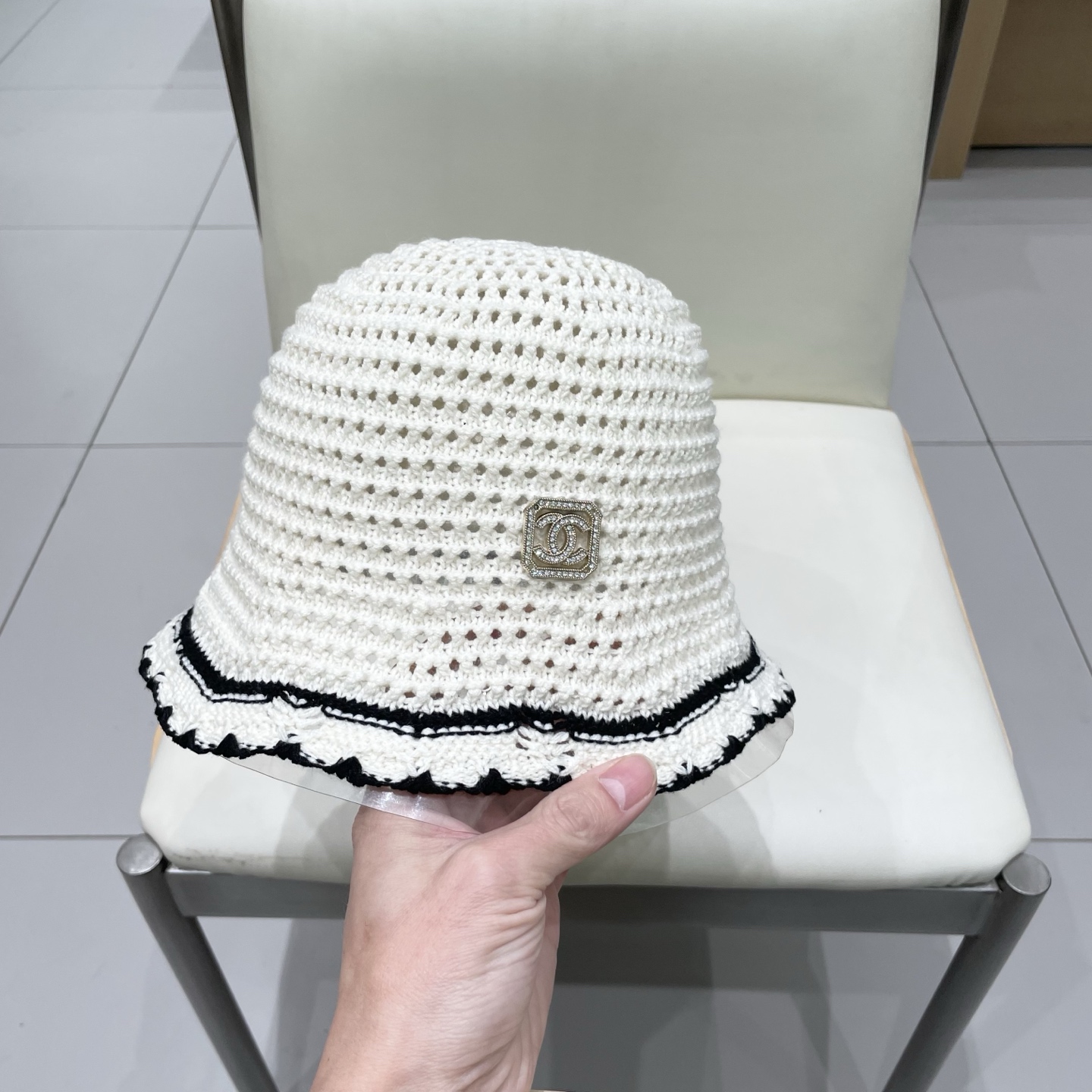 Chanel香奈儿2025镂空渔夫帽夏女透气时尚水桶帽ins风高级感正品韩版百搭盆帽
