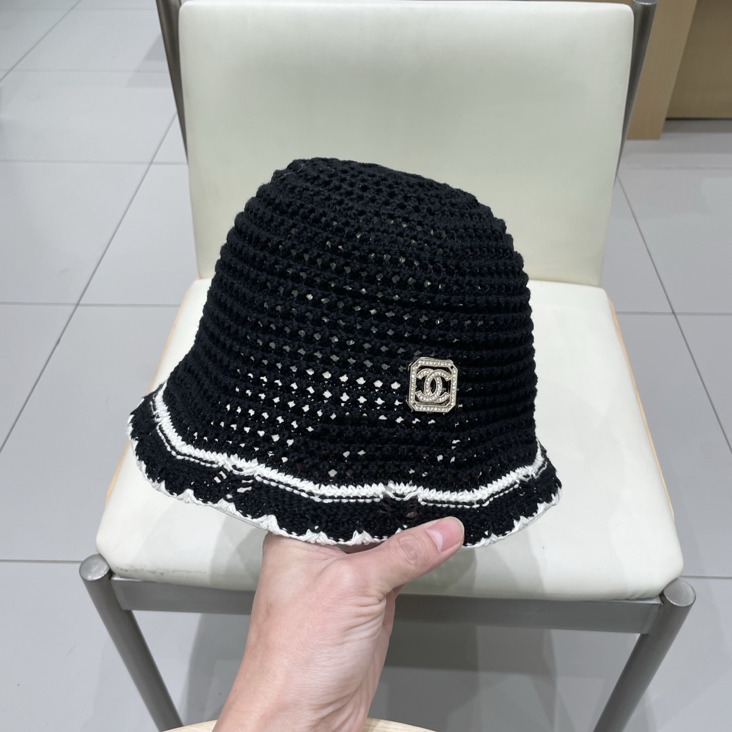 Chanel香奈儿2025镂空渔夫帽夏女透气时尚水桶帽ins风高级感正品韩版百搭盆帽