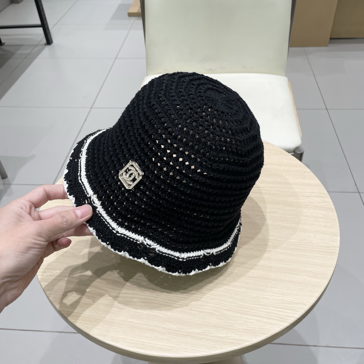 Chanel香奈儿2025镂空渔夫帽夏女透气时尚水桶帽ins风高级感正品韩版百搭盆帽