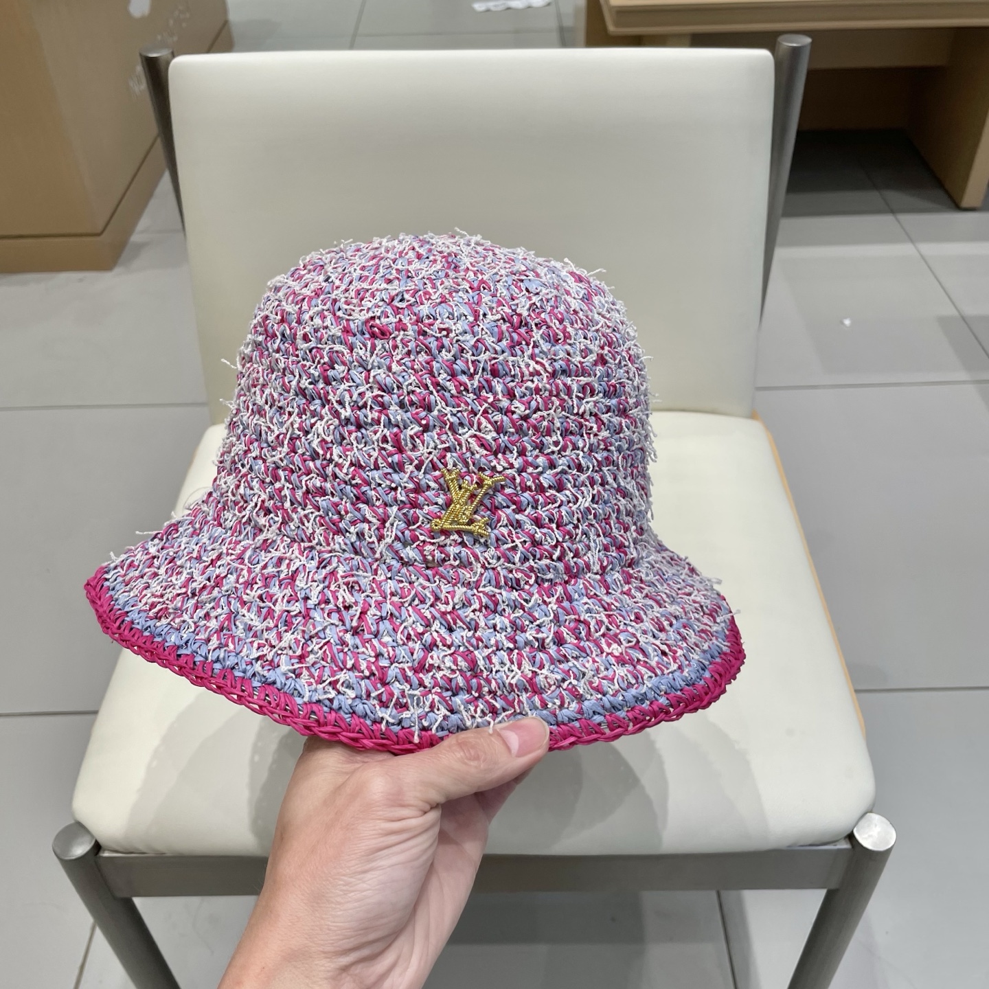  lv路易威登韩版ins手工编织渔夫帽女夏季新款百搭大帽盆帽显脸小防晒遮阳帽