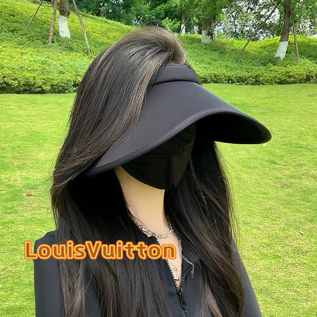  lv路易威登不挡视线桃心冰丝防晒帽女夏季2025新款防紫外线大帽檐空顶遮阳帽