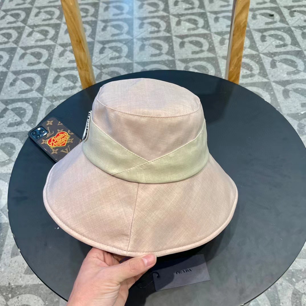  PRADA普拉达 新款渔夫帽高级感防晒遮阳帽子女夏季百搭太阳帽
