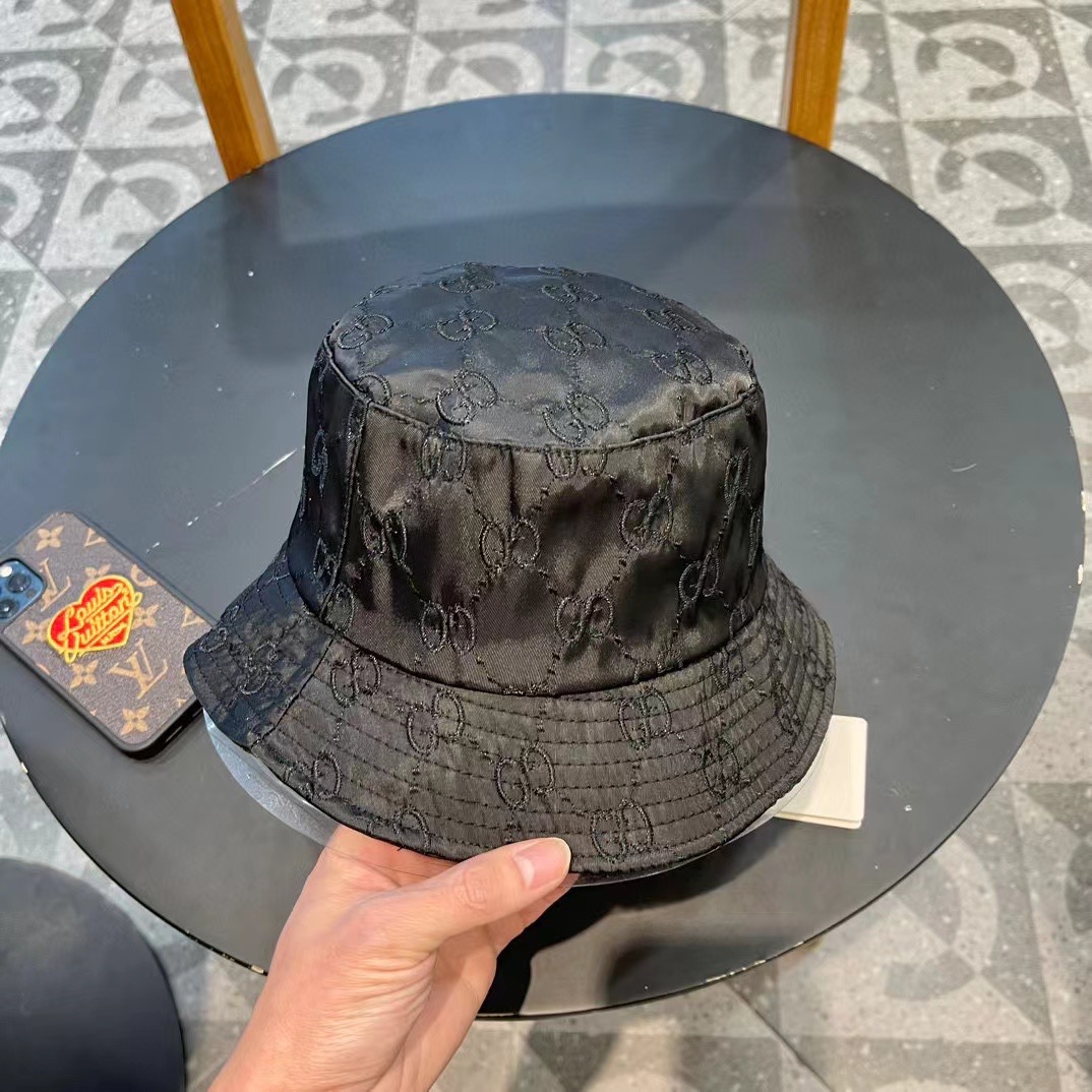  【GUCCI古奇】2024专柜新款简约刺绣款渔夫帽，很潮！休闲运动款，经典制作，超级好搭衣服！