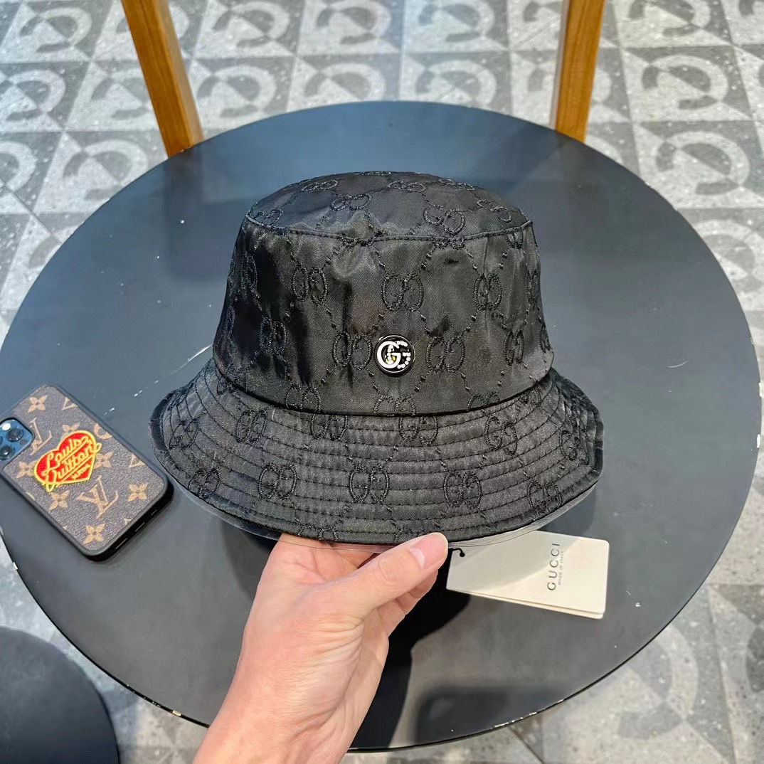  【GUCCI古奇】2024专柜新款简约刺绣款渔夫帽，很潮！休闲运动款，经典制作，超级好搭衣服！