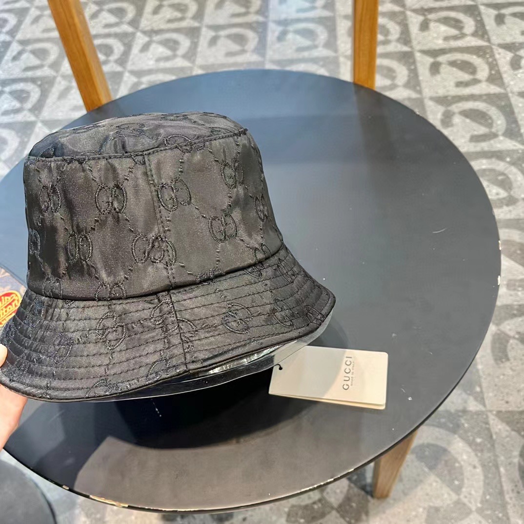  【GUCCI古奇】2024专柜新款简约刺绣款渔夫帽，很潮！休闲运动款，经典制作，超级好搭衣服！