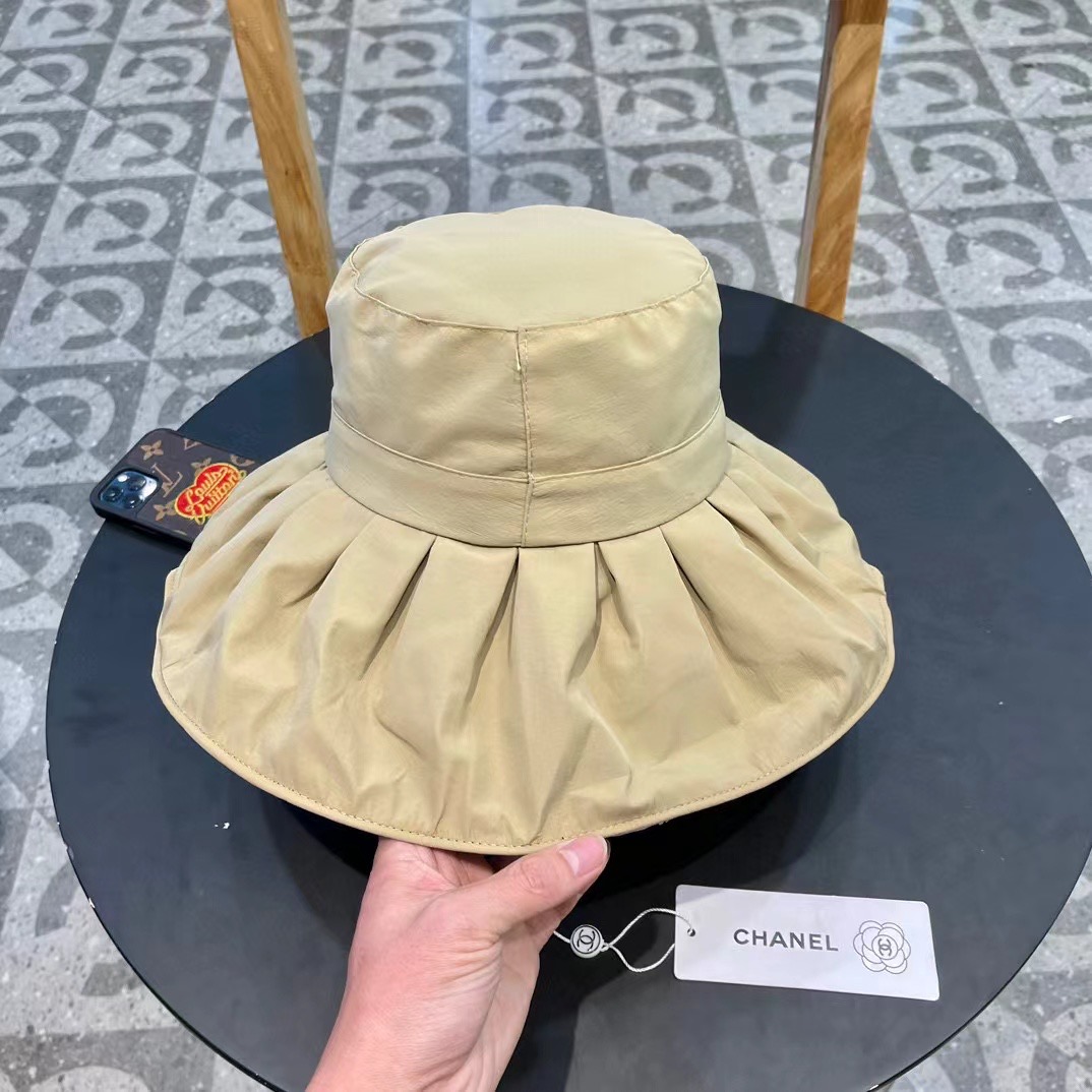   Chanel香奈儿洗水牛仔徽标logo抽绳束带遮阳帽渔夫帽帽子