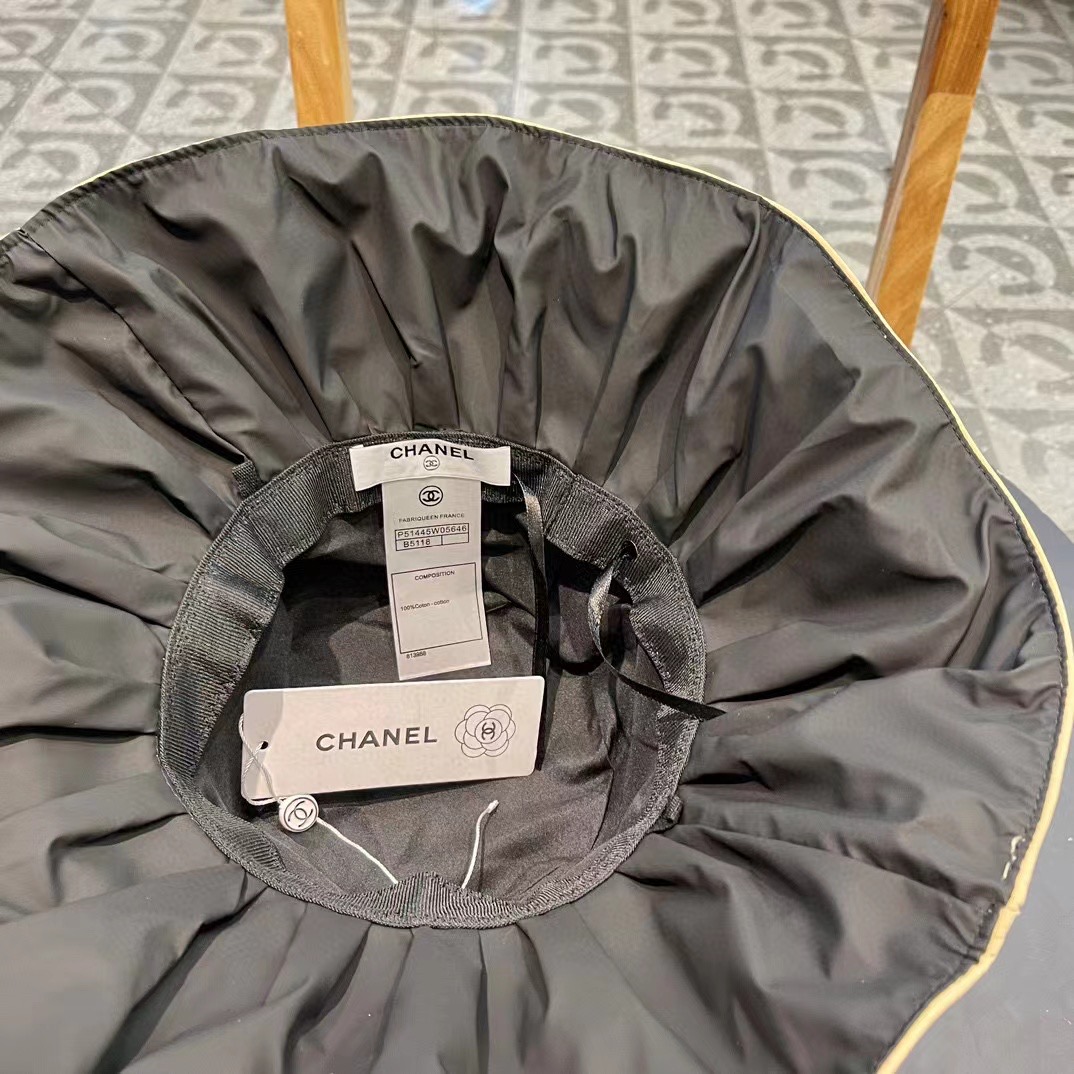   Chanel香奈儿洗水牛仔徽标logo抽绳束带遮阳帽渔夫帽帽子