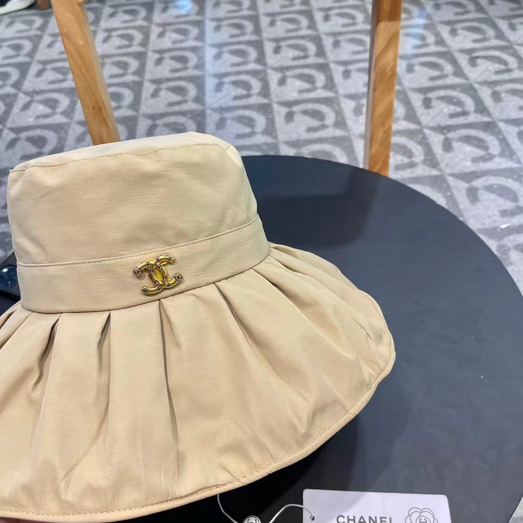  Chanel香奈儿洗水牛仔徽标logo抽绳束带遮阳帽渔夫帽帽子