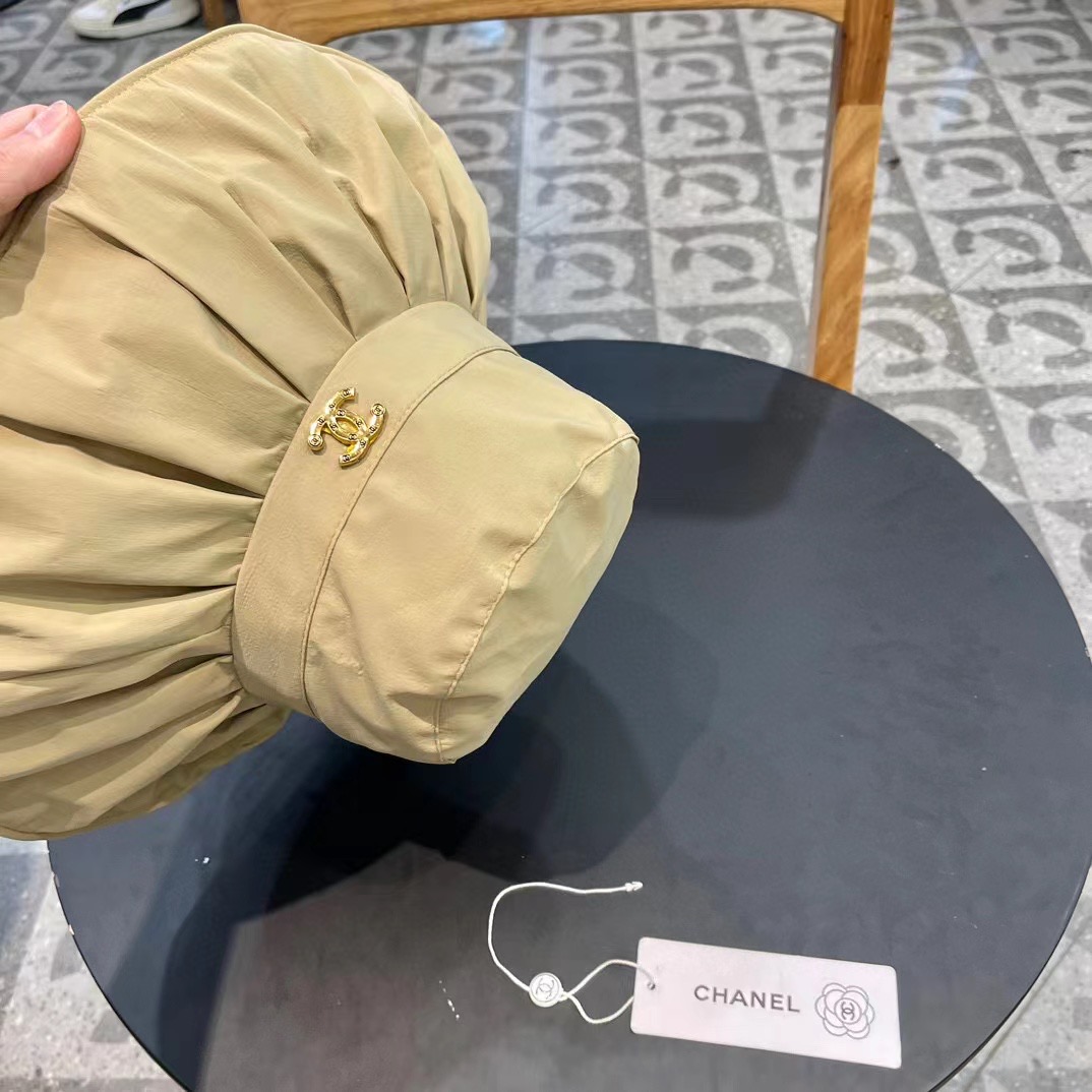   Chanel香奈儿洗水牛仔徽标logo抽绳束带遮阳帽渔夫帽帽子