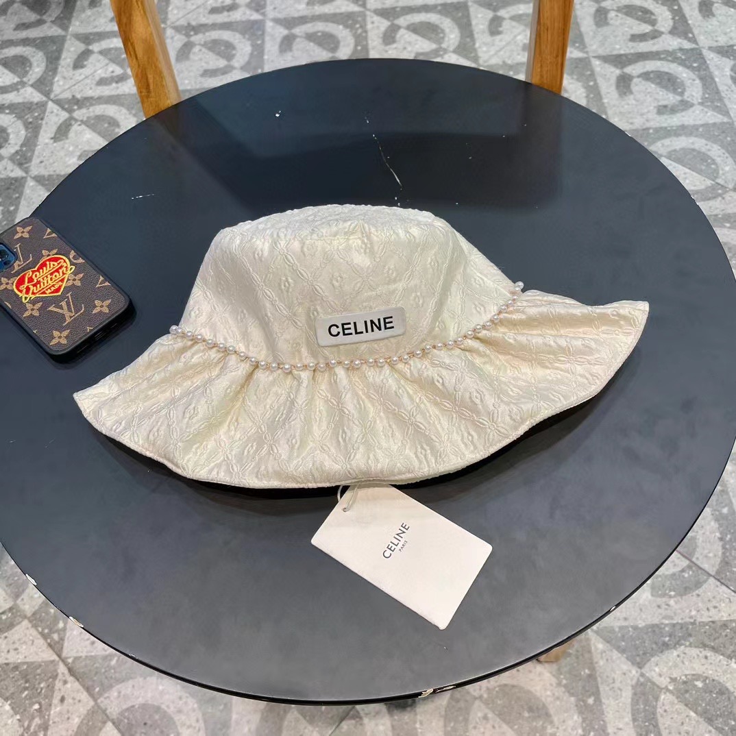   CELINE赛琳2024遮阳帽女夏天薄款时尚链条大檐渔夫帽百搭休闲显脸小遮脸防晒帽潮