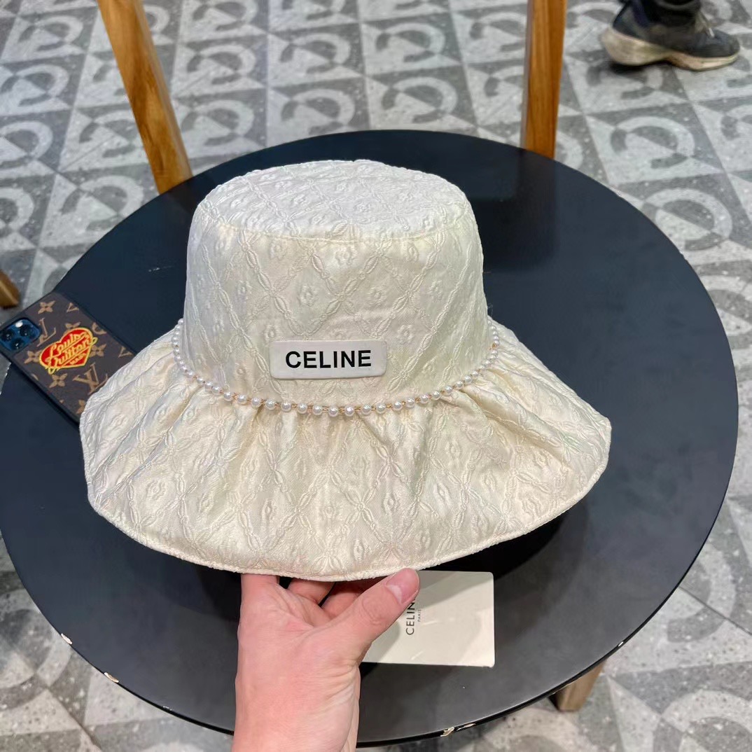   CELINE赛琳2024遮阳帽女夏天薄款时尚链条大檐渔夫帽百搭休闲显脸小遮脸防晒帽潮