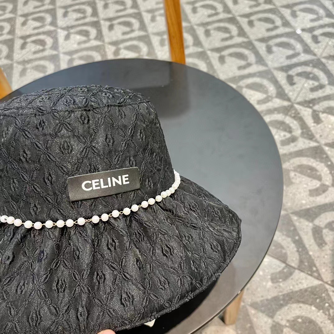   CELINE赛琳2024遮阳帽女夏天薄款时尚链条大檐渔夫帽百搭休闲显脸小遮脸防晒帽潮