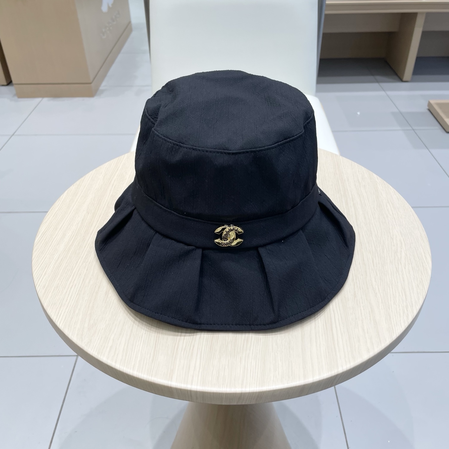  chanel简约荷叶边显脸小渔夫帽子女夏季防紫外线遮阳帽出游防晒帽潮