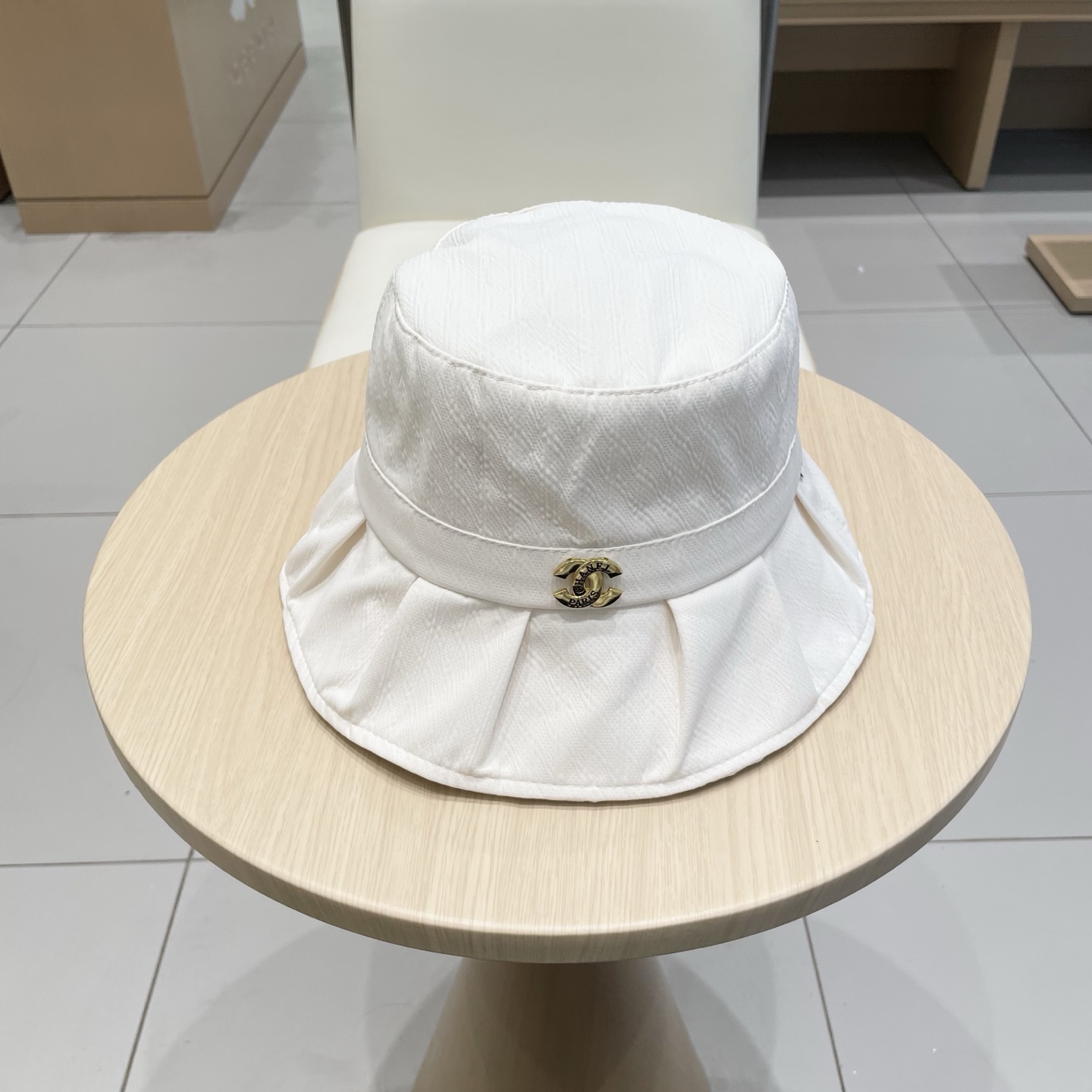  chanel简约荷叶边显脸小渔夫帽子女夏季防紫外线遮阳帽出游防晒帽潮