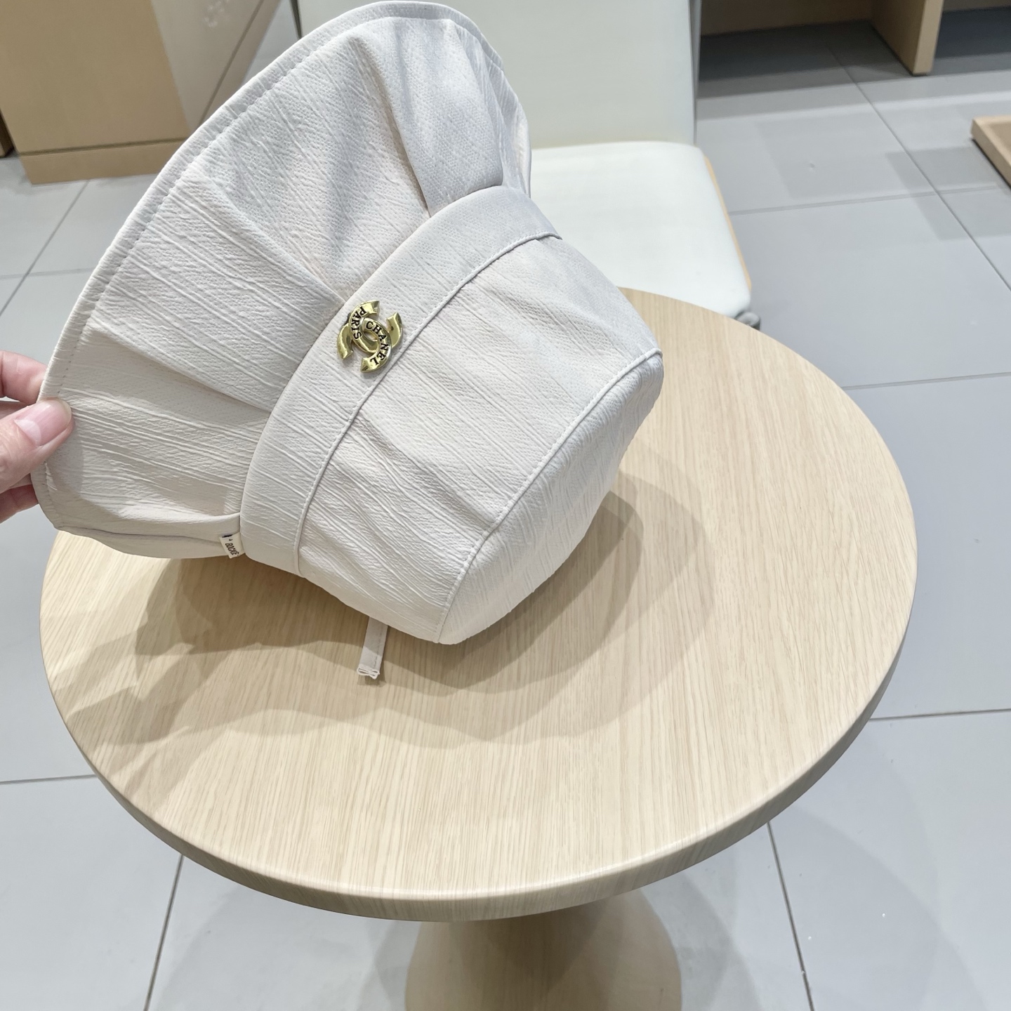  chanel简约荷叶边显脸小渔夫帽子女夏季防紫外线遮阳帽出游防晒帽潮