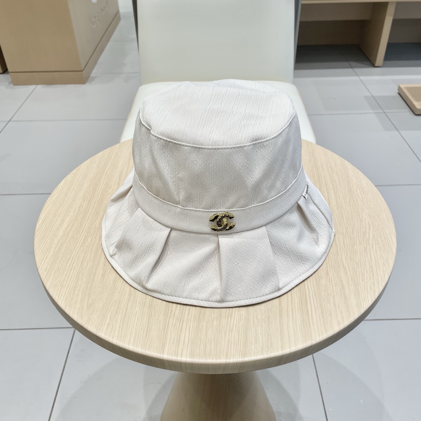  chanel简约荷叶边显脸小渔夫帽子女夏季防紫外线遮阳帽出游防晒帽潮
