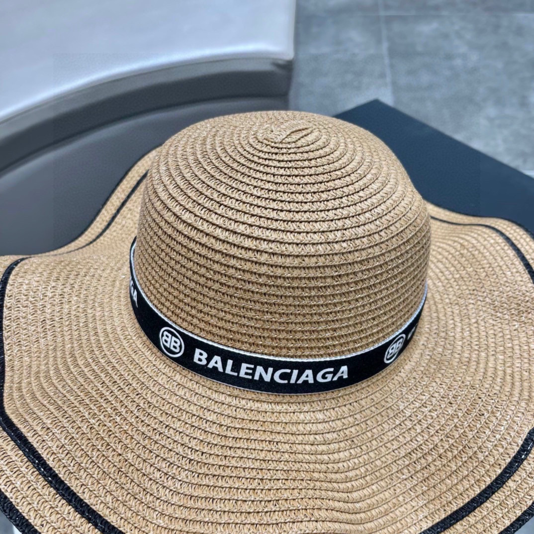  巴黎世家BALENCIAGA 早春新款韩版波浪珍珠休闲草帽 时尚百搭色，网红爆款 出门必备