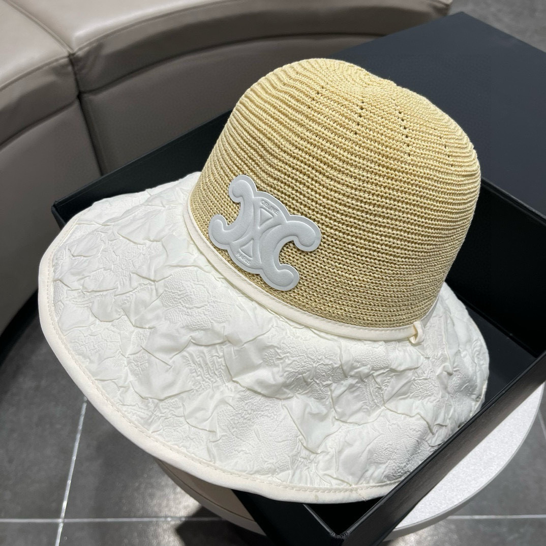 塞琳Celine渔夫帽女早春夏季时尚防晒帽大檐遮脸百搭休闲遮阳帽防紫外线帽子