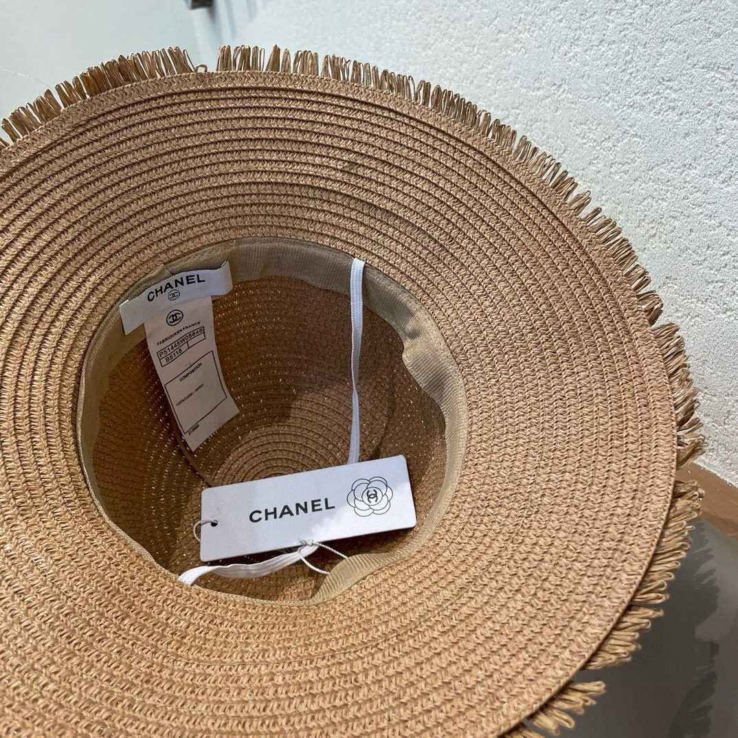  Chanel香奈儿】新款草编编织盆帽草帽，度假休闲必备，优雅大方的一款