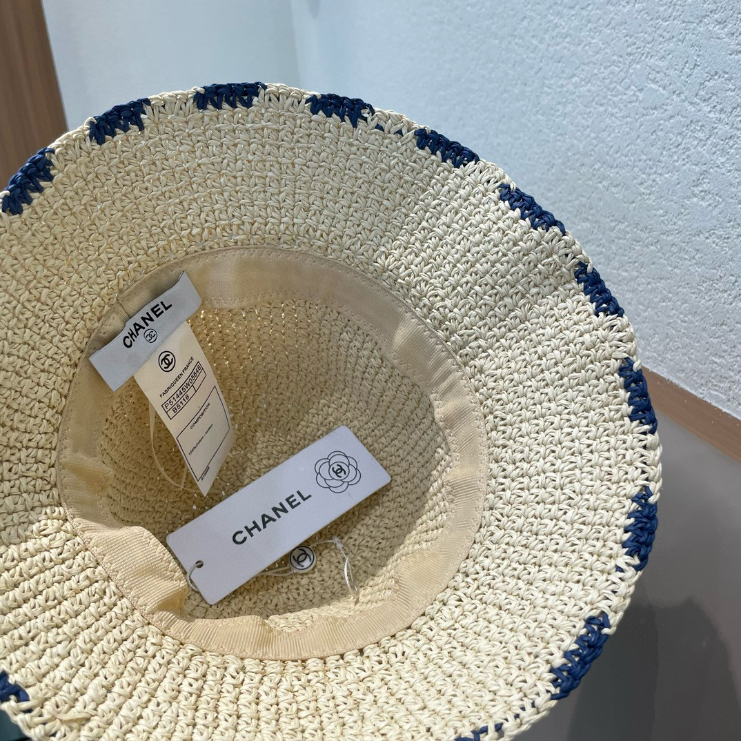    Chanel小清新编织草帽女夏季毛边百搭遮阳帽可折叠海边沙滩帽防晒渔夫帽 