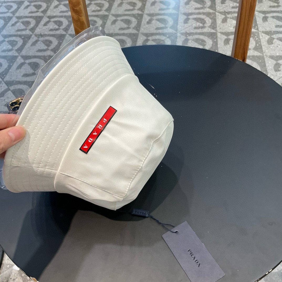   PRADA普拉达2024春款渔夫帽遮阳防晒帽，头围57cm，出街必备
