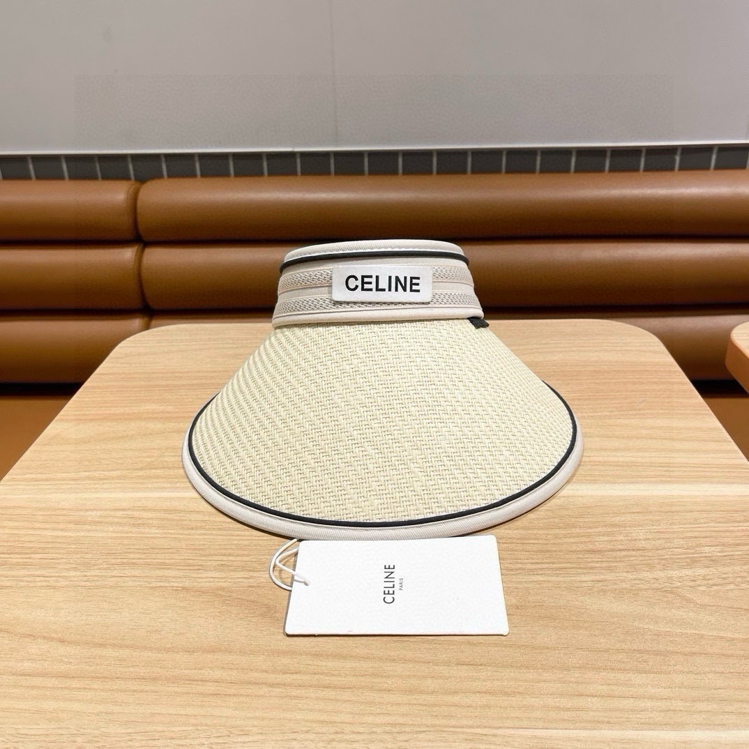  赛琳CELINE空顶鸭舌遮阳帽子女春夏防晒紫外线百搭草帽字母新款2024网红ins
