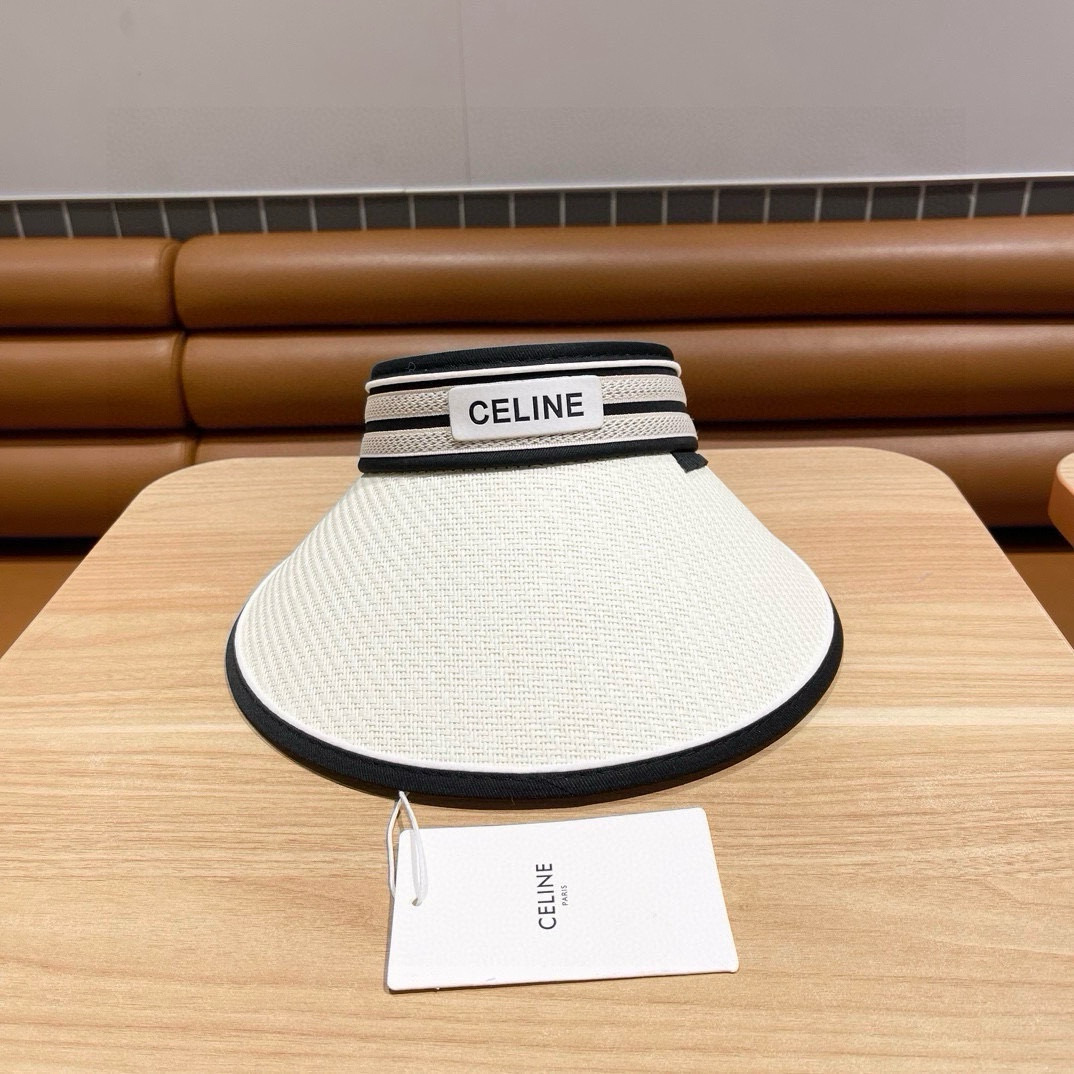  赛琳CELINE空顶鸭舌遮阳帽子女春夏防晒紫外线百搭草帽字母新款2024网红ins
