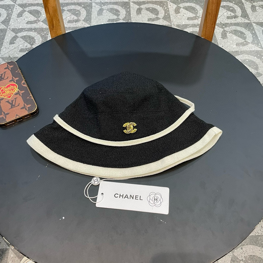  Chanel香奈儿 2024蝴蝶结渔夫帽女春夏季棉麻轻薄透气时尚盆帽出游防晒遮阳帽子