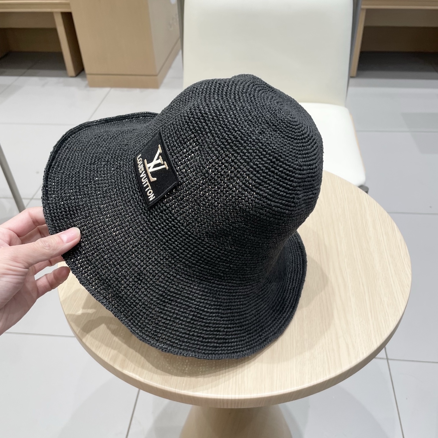  lv路易威登夏细勾针遮阳帽纯手工细草太阳帽夏季仙女出游圆顶草帽防晒遮阳帽