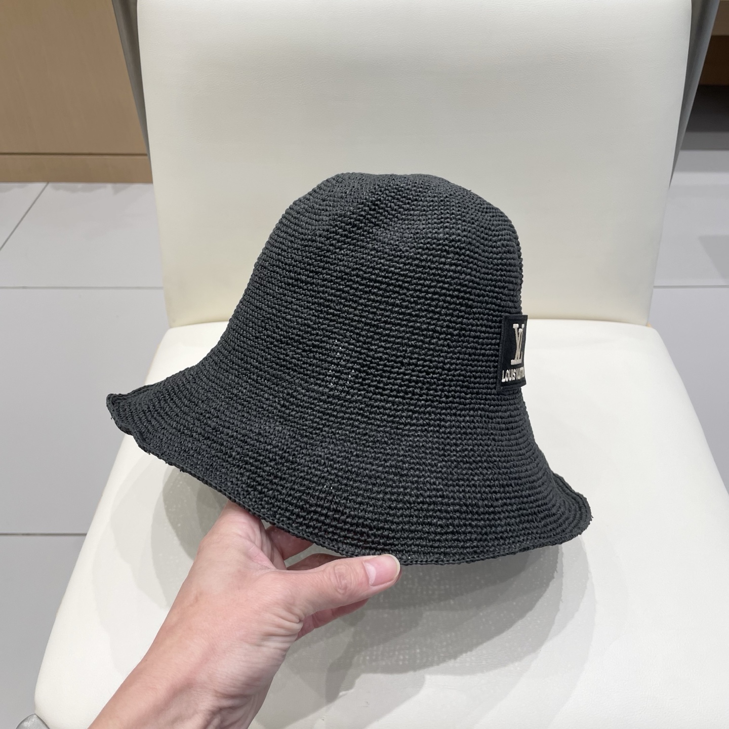  lv路易威登夏细勾针遮阳帽纯手工细草太阳帽夏季仙女出游圆顶草帽防晒遮阳帽