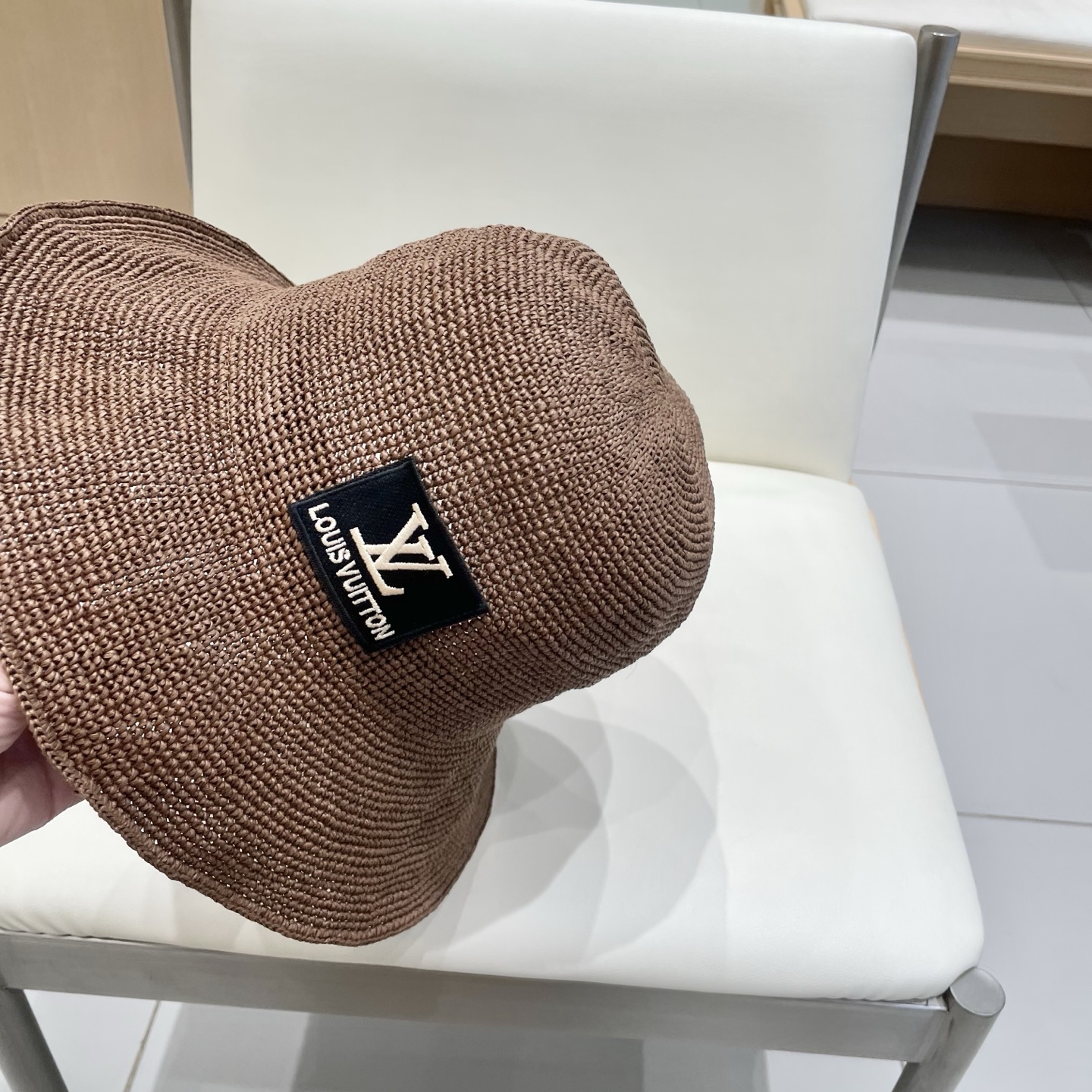  lv路易威登夏细勾针遮阳帽纯手工细草太阳帽夏季仙女出游圆顶草帽防晒遮阳帽